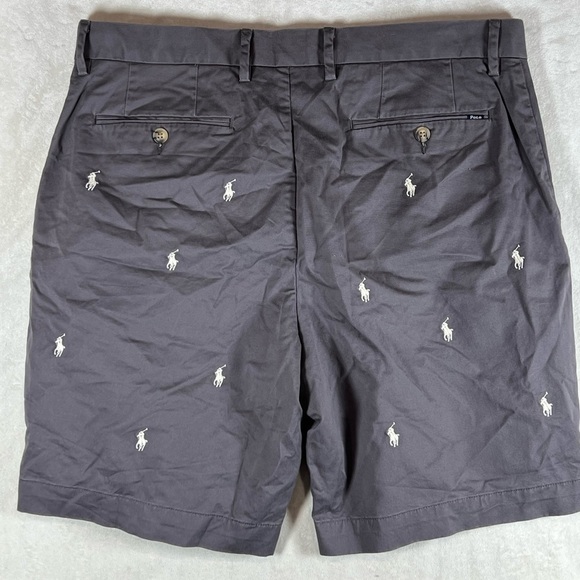 Polo Ralph Lauren 35W All Over Polo Print Gray Flat Front Shorts - Picture 6 of 9